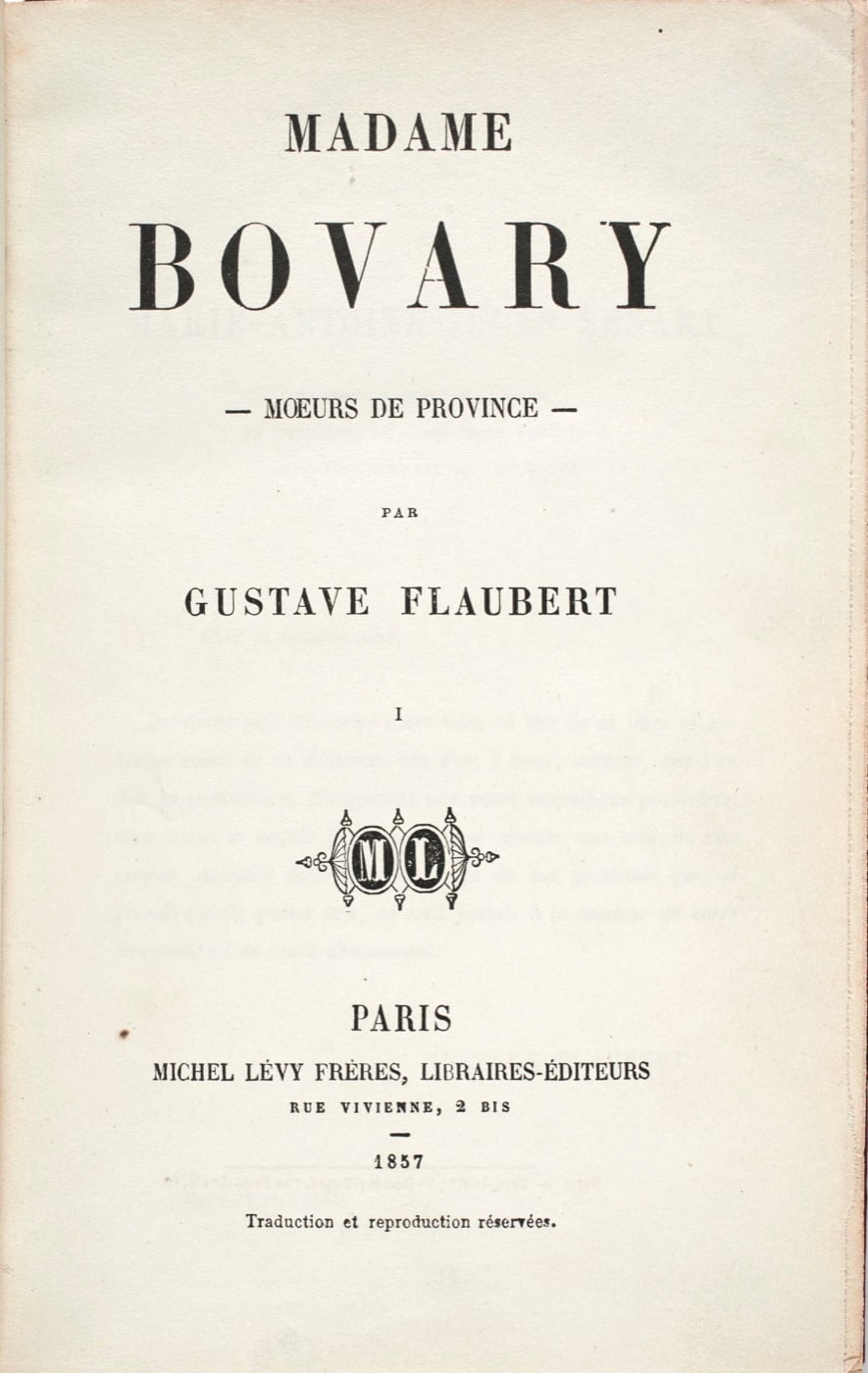Page de titre de la première édition de Madame Bovary, 1857